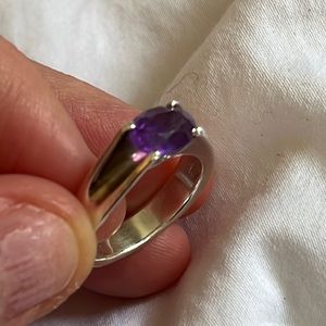Purple diamond silver ring vintage pretty